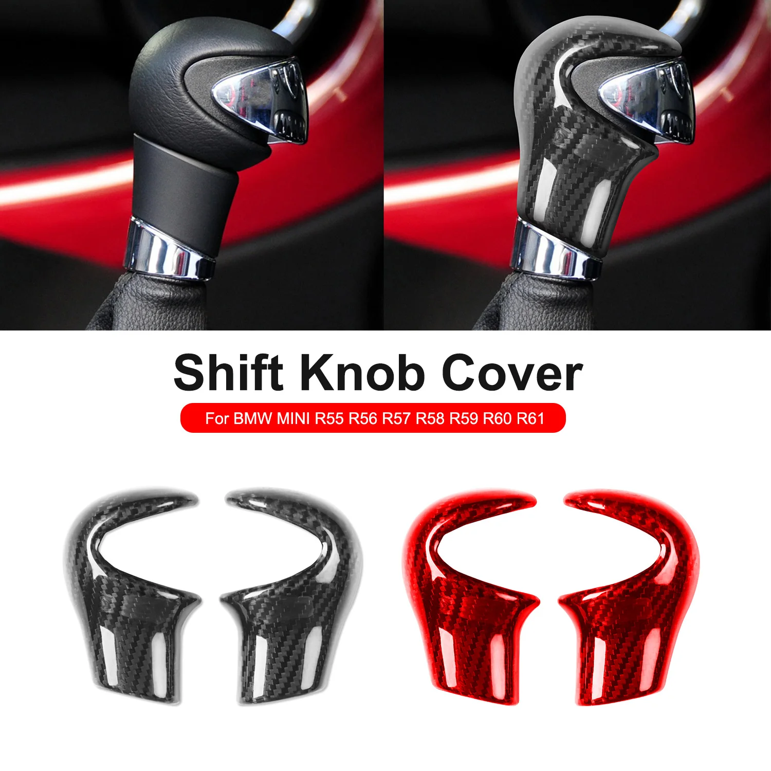 

For BMW MINI R55 R56 R57 R58 R59 R60 R61 Real Carbon Fiber Gear Shift Knob Cover Decorative Car Interior Retrofit Accessories