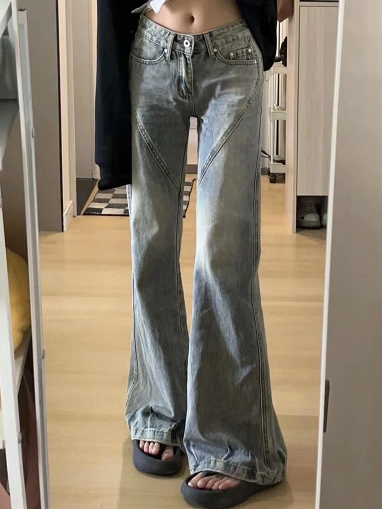 

Retro American Light Wash Bell Bottom Jeans Women's Spring Autumn 2025 New Design Wide Leg Small Size Pants