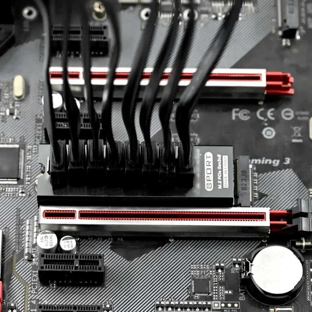 8 Port SATA Expansion Card PCIe 3.0 x2 ASM1166 Chip PCIe SATA Converter 16Gbps Interface NGFF SATA Adapter For Desktop Computer