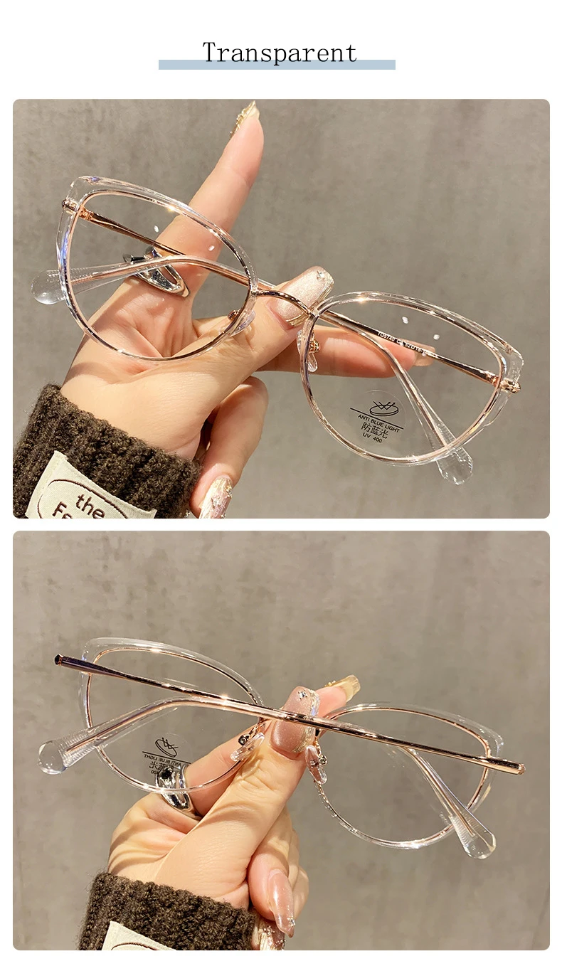 Neue Mode Marke Design Damen Cat Eye TR Legierung Rahmen Anti Blau Licht Rezept Benutzerdefinierte Myopie Gläser Photochrome 0 bis 600 – Detail 14
