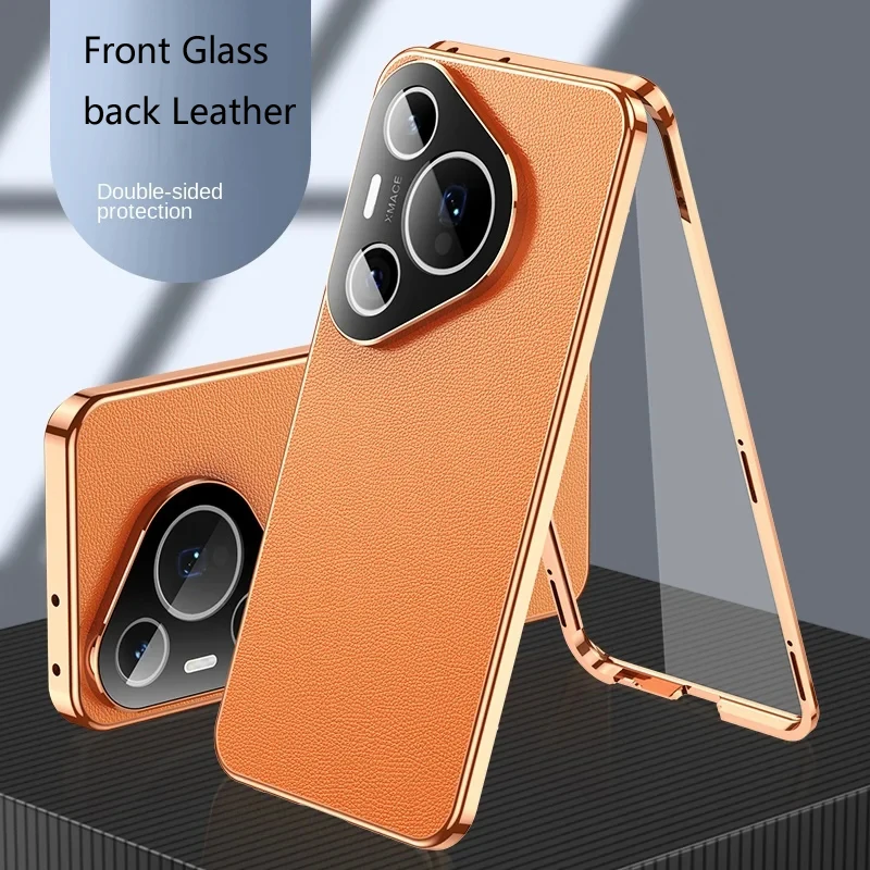 

PU Luxury Shockproof Phone Case Glass Leather for HUAWEI Pura 80 Pro 70 360° Full Protection Back Cover Cases