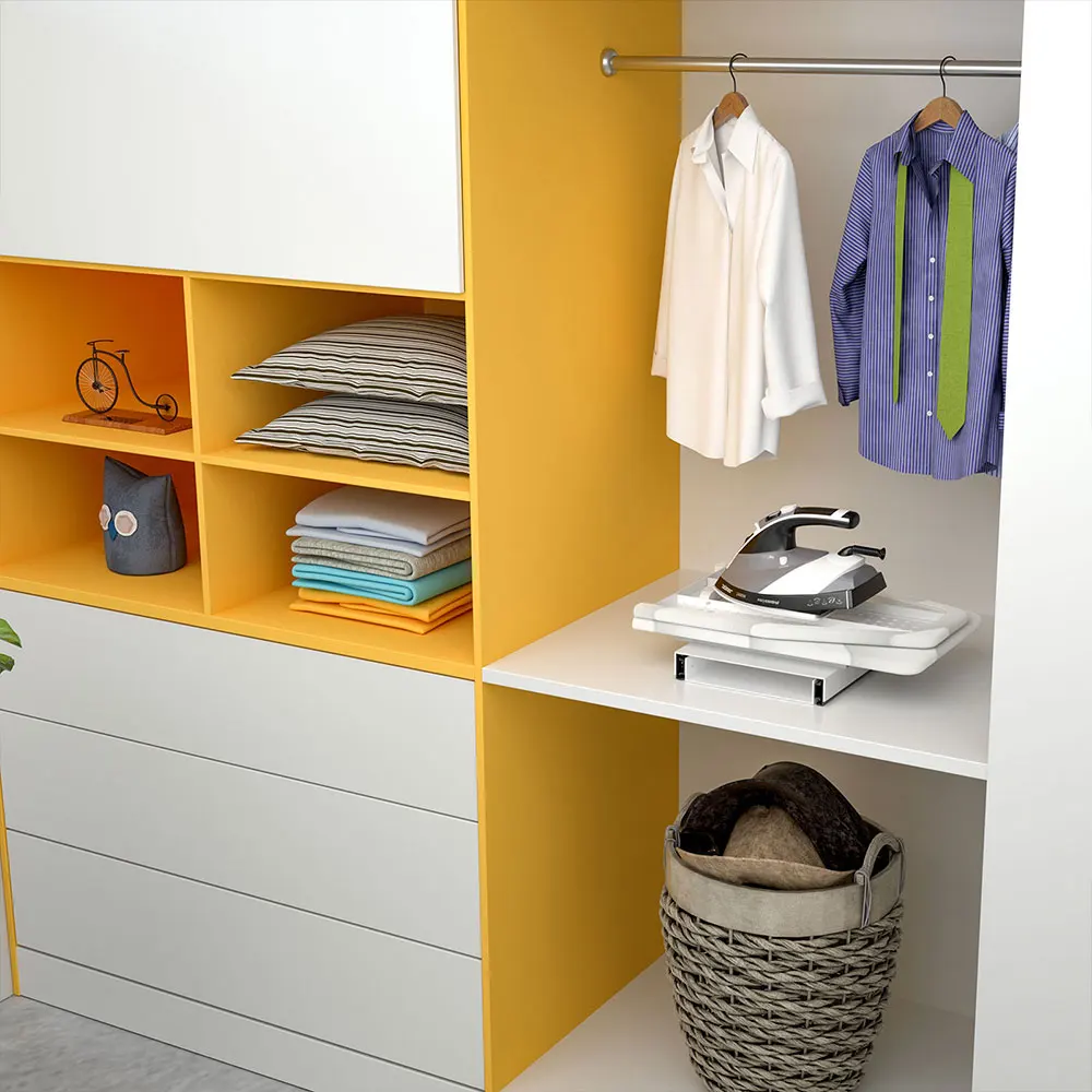 

Ironing Board for Closet, Foldable Wall Mounted Garment Steamer, Built-in Storage Tray & Cord Holder, Home Laundry Organizer