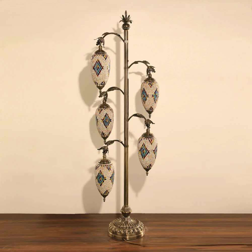 

Marrakech Handmade Unique 6pcs Lampshade Tree Shape Moroccan Lamp Turkish Mosaic Floor Lamp