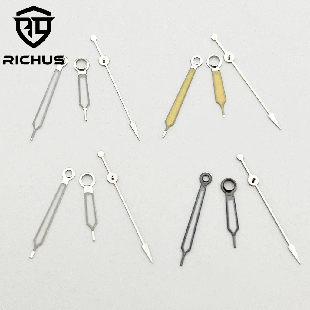 RICHUS Silver/black/white/silver yellow watch hands green luminous fit NH34 NH35 NH36 ETA2824 2836 Miyota8215-DG movement