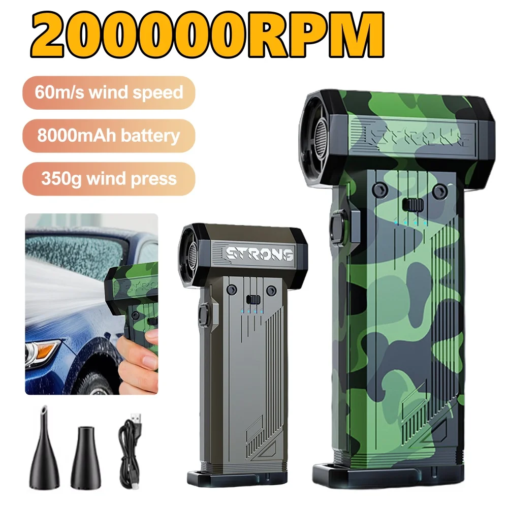 

Mini Turbo Jet Fan Electric Air Duster with 3 Gear Adjustable 200000RPM Wind Speed 60m/s Car Computer Cleaning Air Blower Tools