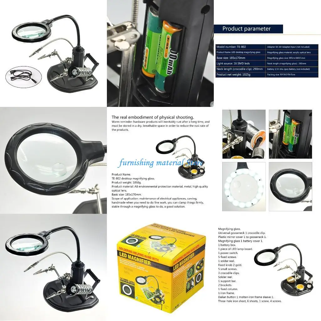 

Y5GD Soldering Station Glass Soldering Iron Holder Desktop Magnifier Clip PCB Welding Repair Welding Tool