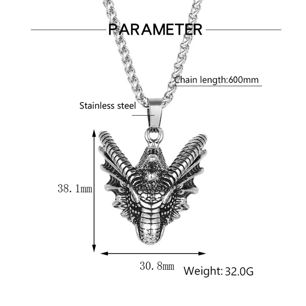 Trendy Charm Stainless Steel Dragon Head Pendant Vintage Simple Exquisite Various Animal Necklace for Men and Women Gift Jewelry image 6