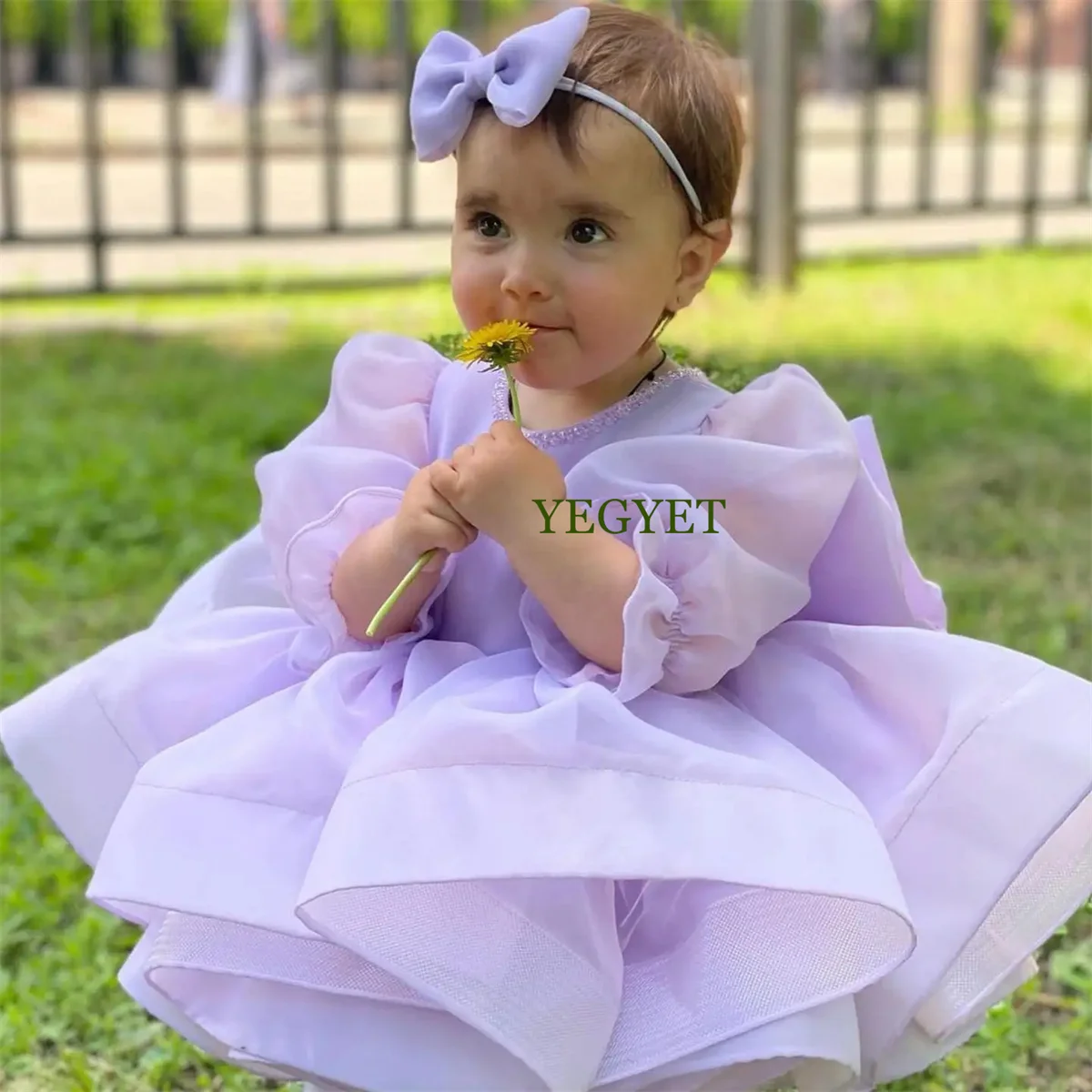 Lovely Flower Girl Dress Puffy Tulle Wedding Party Dresses Cute Baby Girl Princess Dress Little Bridal Kids Birthday Gift