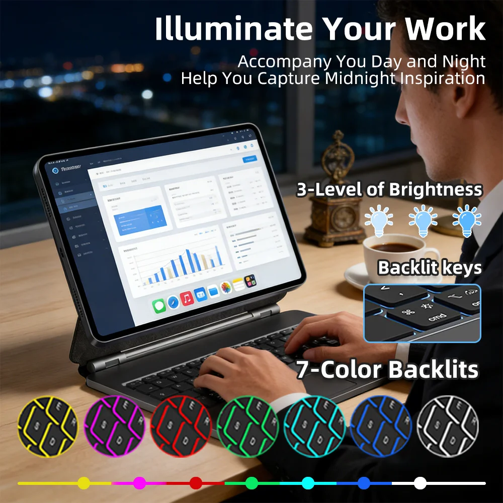READ YYEAH Premium Wireless Backlit Magic Keyboard Case for iPad 10th 11th A16 Air 6 Pro 11 12.9 Pro 13 Air 4 5 10.9 For Drawing
