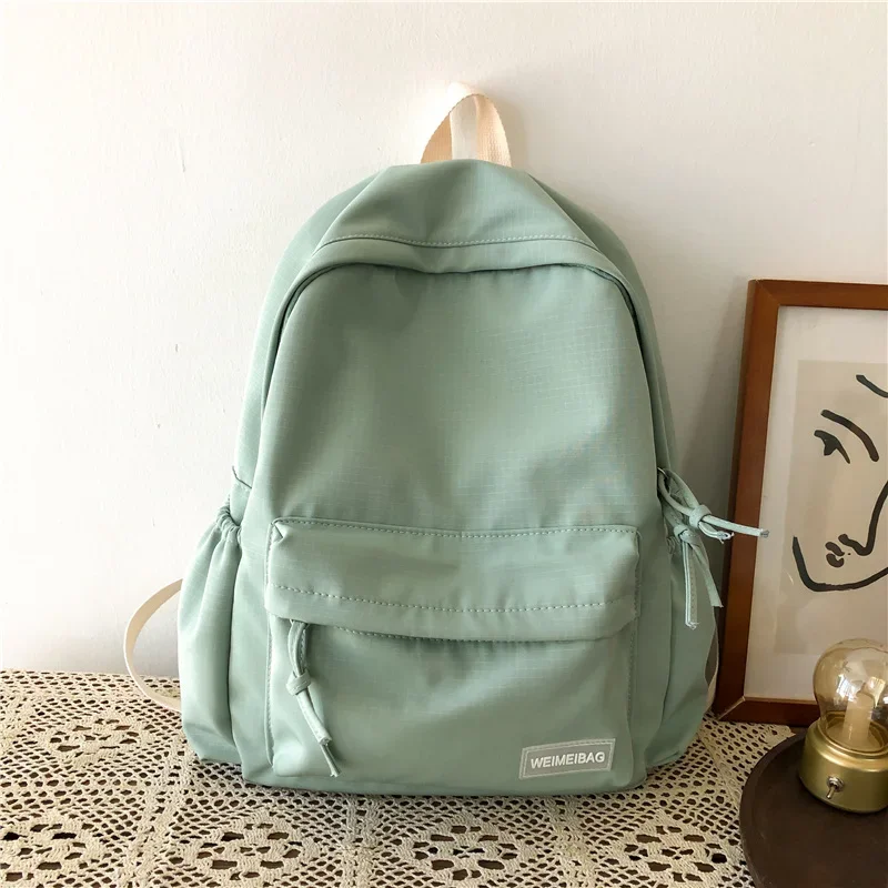 Waterproof Nylon Women School backpack Large Solid Color Girls Travel Bag College Schoolbag Female Laptop Back Pack