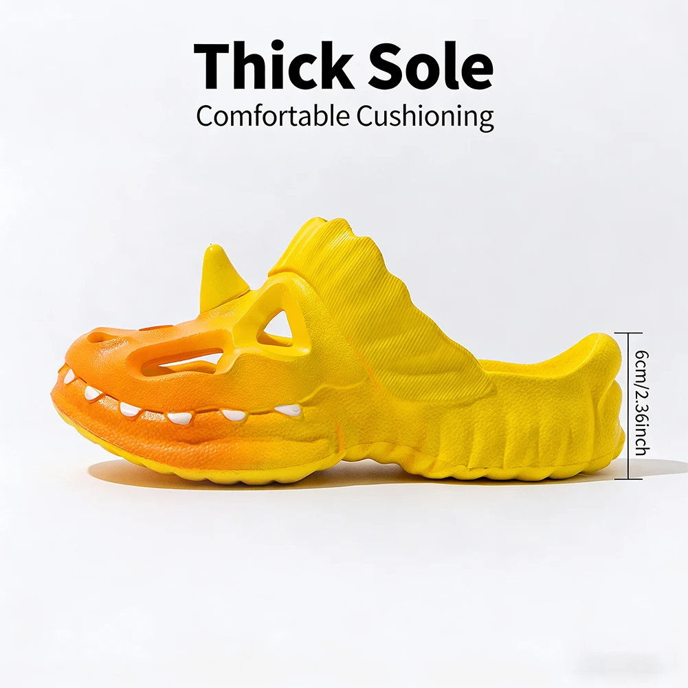 Summer Exquisite Dinosaur Pattern Hollow Out Platform Clogs Unisex Non Slip Breathable Beach Pool Home Outdoor Slippers