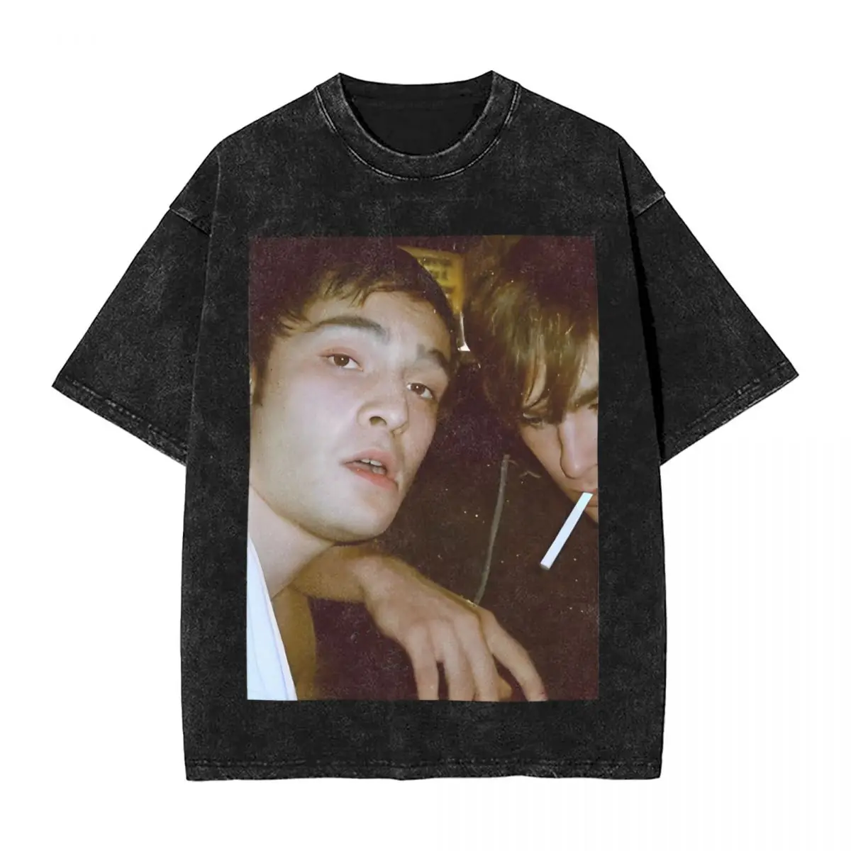 Ed Westwick And Chace Crawford Washed T Shirts Streetwear Vintage T-Shirt Chuck And Nate Gossip Girl Tees Cotton Street Printed