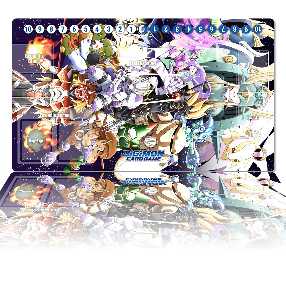 Digimon Playmat Three Great Angeles Warrior Ten DTCG CCG Board Game Trading Card Game Mat Anime Mouse Pad Desk Mat Zone Free Bag