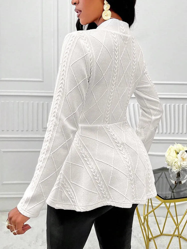 TRAF Chic Solid Button Knitted Cardigan Women Deep V Neck Long Sleeve White Top Retro Casual Elegant Lady Jackets Spring Sweater