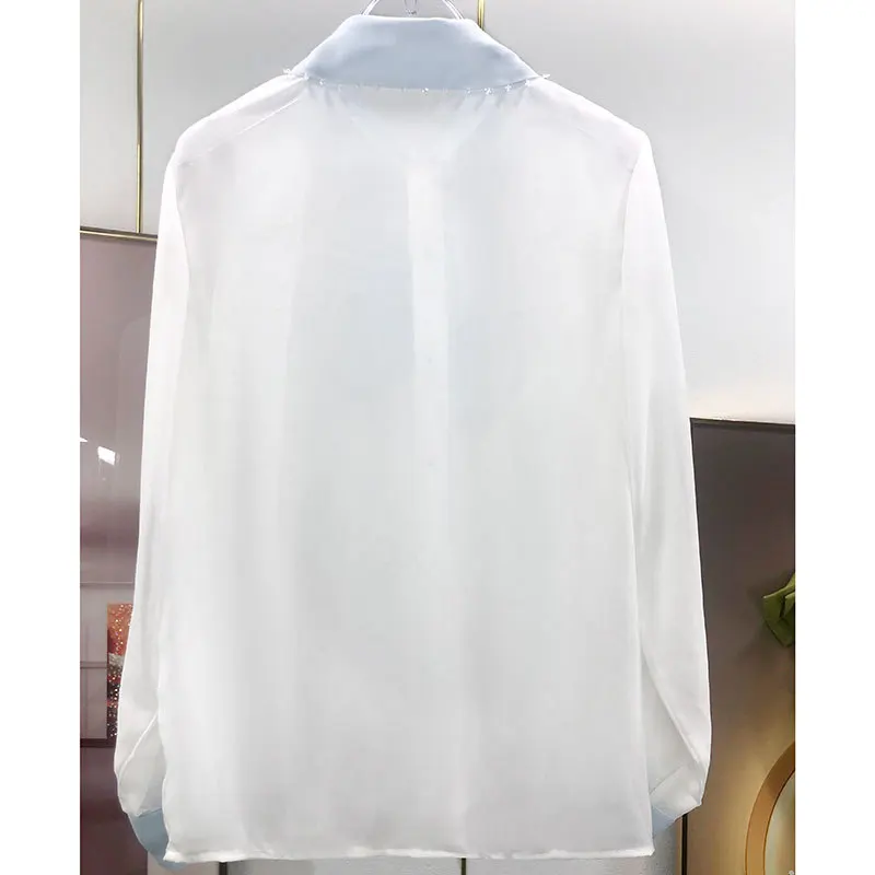 2022 Autumn France Style Women's High Quality Designer Bowtie Chiffon Shirts Top C669