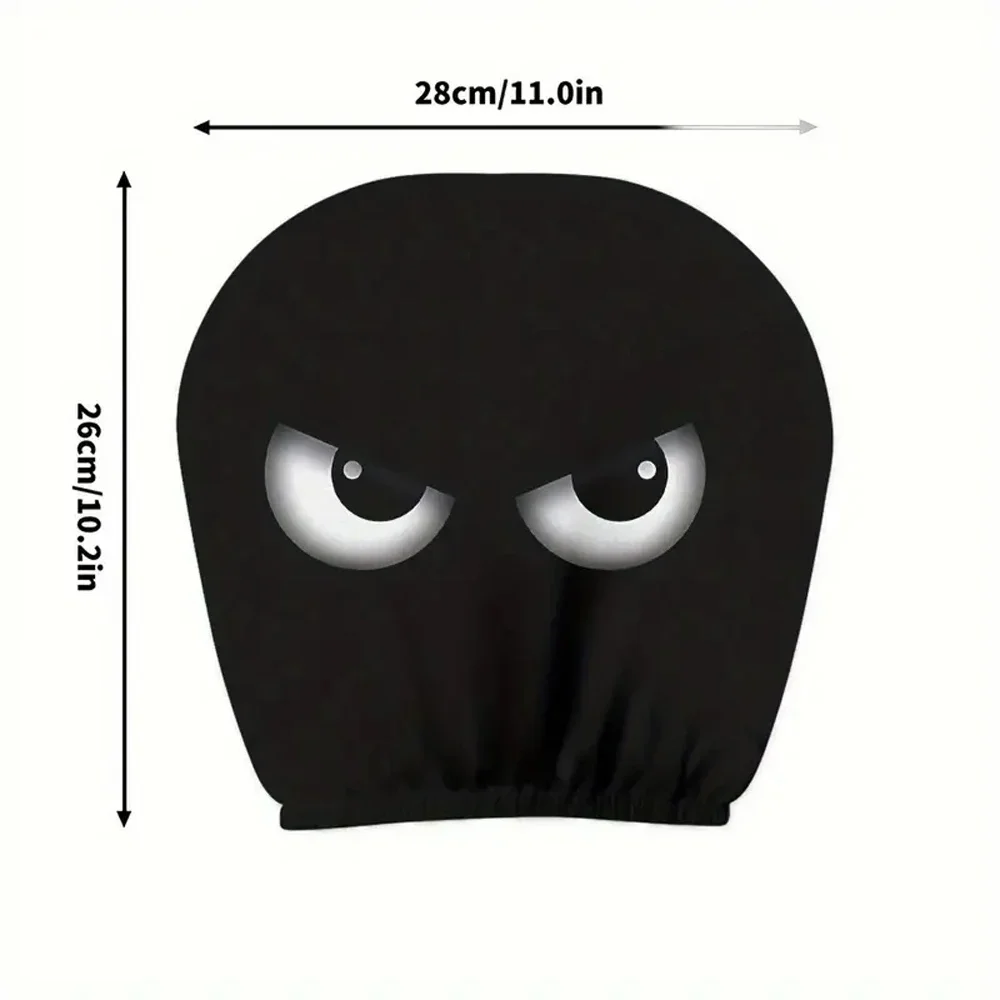 2PCS Cute Diagonal Eye Car Head Pillowcase, Funny Double-sided Expression Decoration Personalized Interior Decoration for Cars