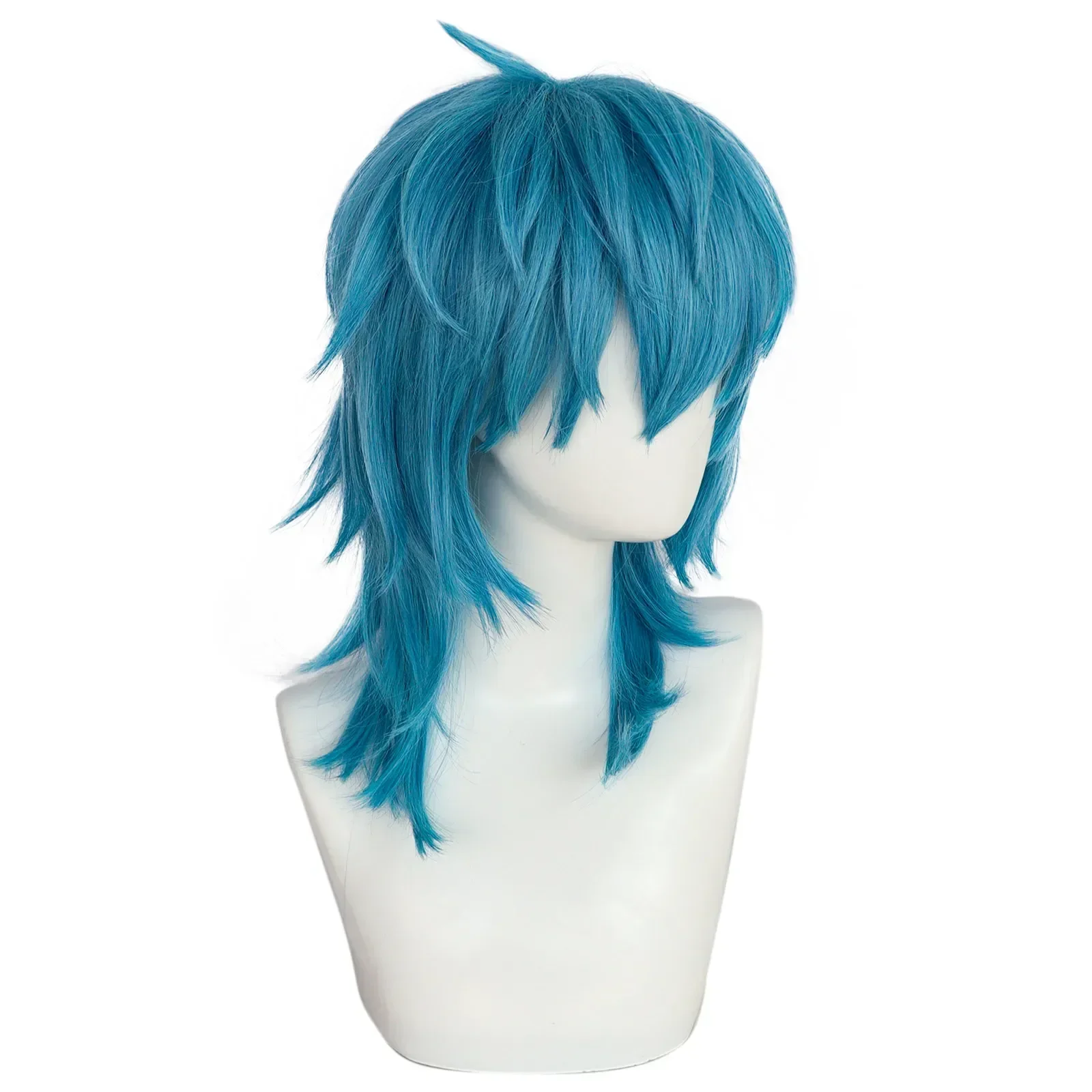 Anime Sally Face Cosplay Wig Adult Unisex Short Blue Heat Resistant Synthetic Hair Halloween Carnival Costume Props Accessories