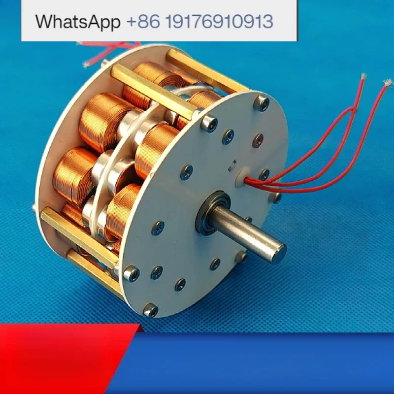 Miniature double-layer disc type with iron core generator, multi-pole three-phase AC permanent magnet brushless power generation