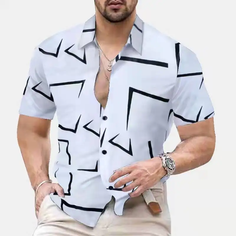 Men's short sleeved shirts, printed T-shirts, fashionable summer men's polo shirts, youthful and personalized tops