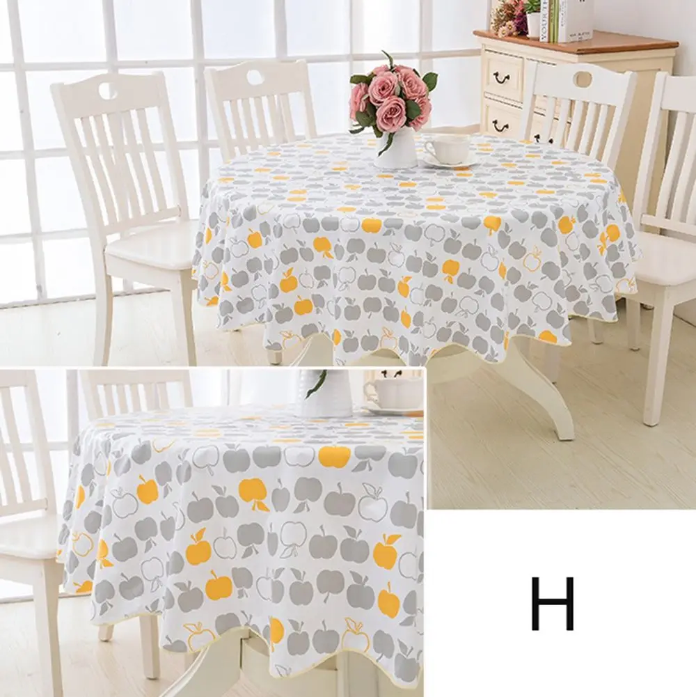 PVC Plastic Elegant Waterproof Oilproof Fabric Round Dining Table Table Cloth Table  Cover Kitchen  Tablecloth Home  Decor