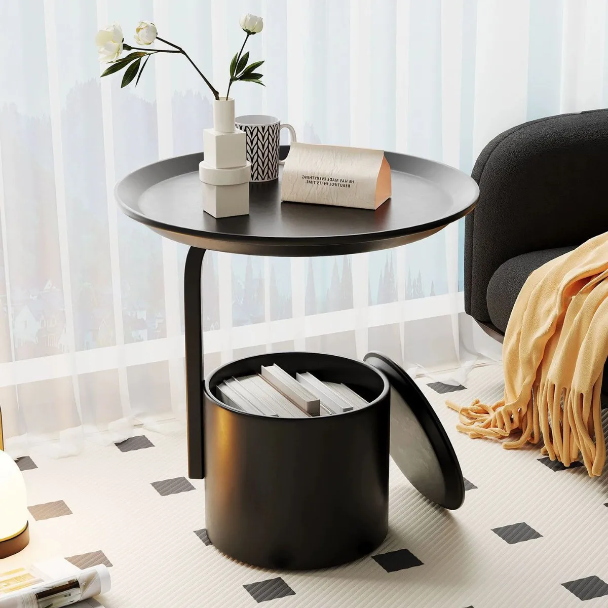 Sofa Side Several Removable End Table Minimalist Cream Wind Small Round Table Corner Several Creative Mini Bedside Shelf Table