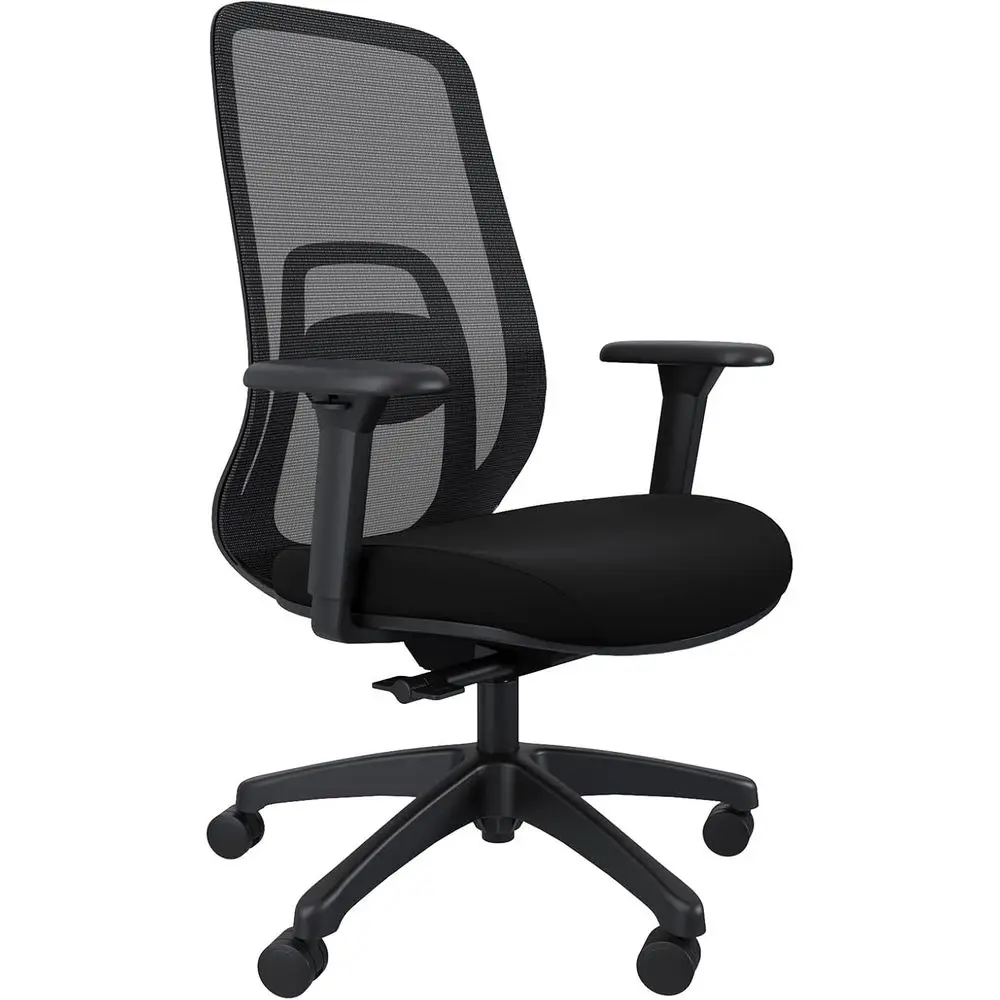 

Эргономичное офисное кресло с дышащей сеткой, регулировкой высоты, поясничной опорой, глубиной сиденья и колесиками (черное)