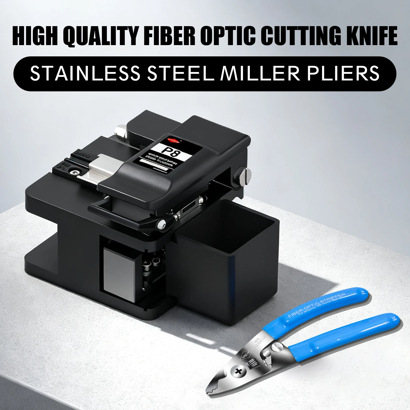 

FTTH Fiber Optic Tool kit 2 In1 Fiber Optic Cleaver With Metal Wire Stripping Pliers Optical Fiber Cable Cutting Knife Tools