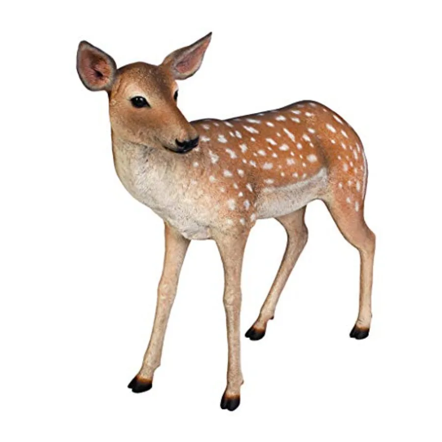 Spotted Deer Forest Fawn Sculpture Outdoor Garden Decoration with Natural Brown Finish and Realistic Texture for Home Yard