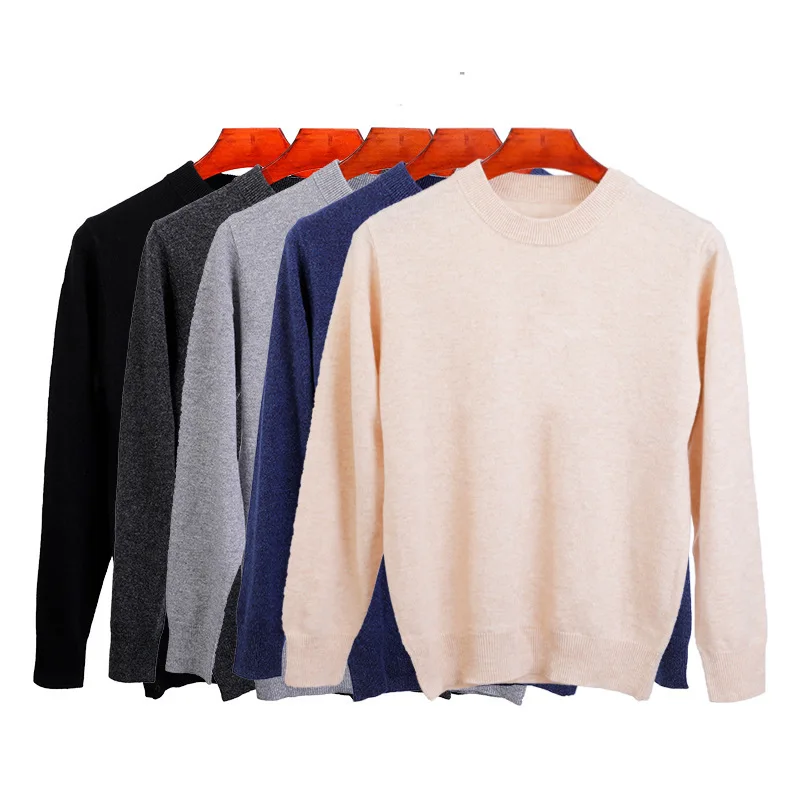 Men's O-Neck Cashmere Sweater Cashmere Half Sleeve Basic Pullover Soft Comfy Bottom Knitwear Solid High Quality Tops