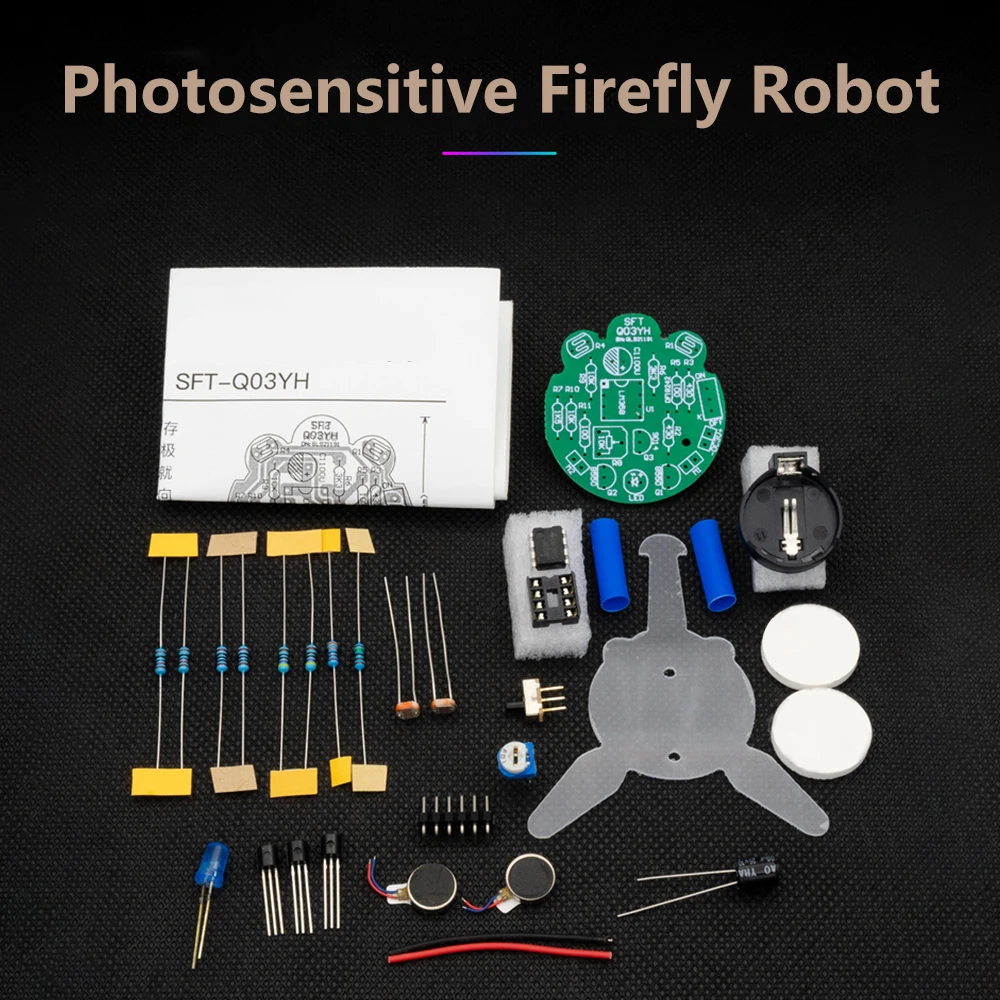 LED Breathing Light Soldering DIY Kit Simulated Firefly Flashing Robot Toy Photosensitive Sensor Mobile Robot Part Electronic