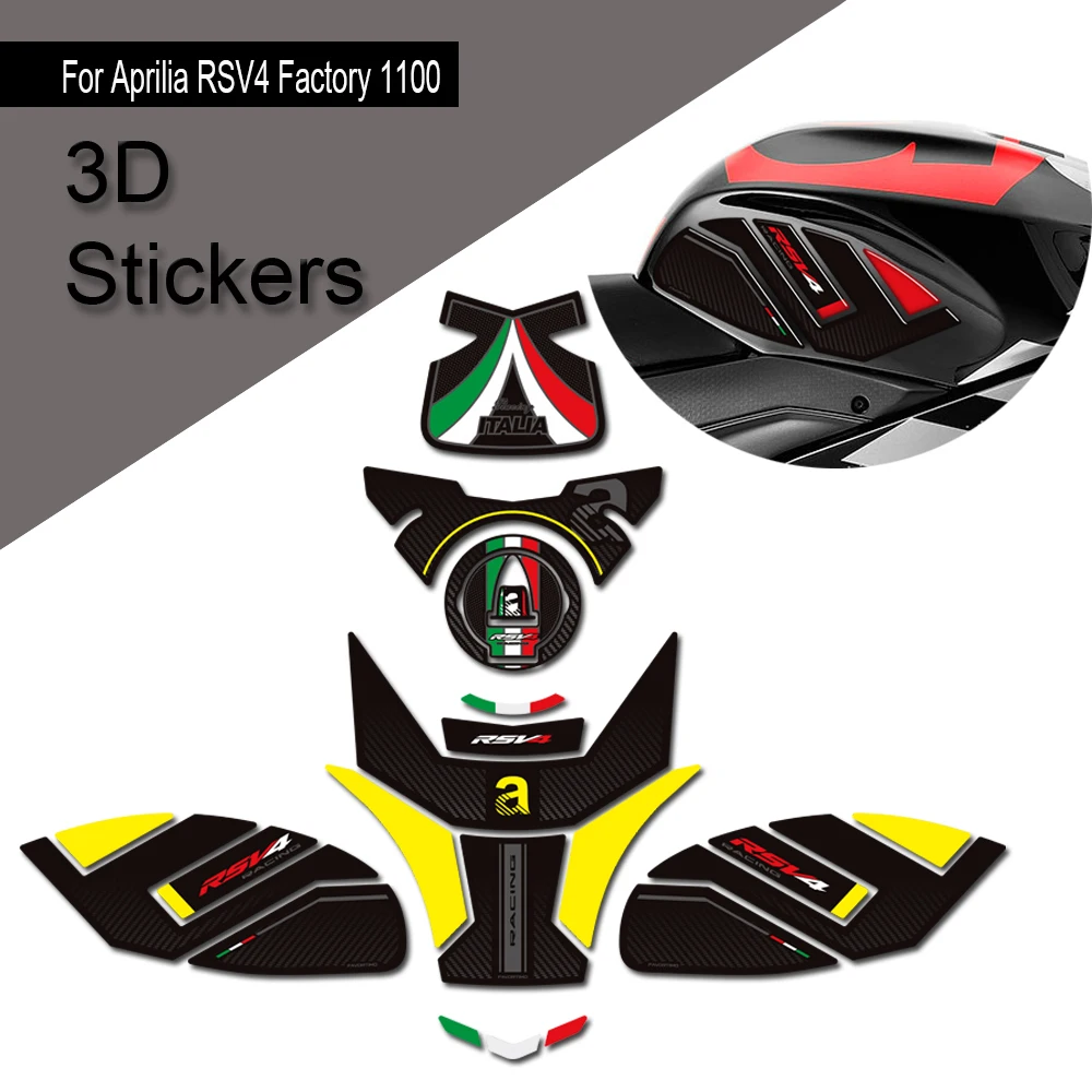 

Motorcycle For Aprilia RSV4 Factory 1100 Tank Pad Cap TankPad Grips Gas Fuel Kit Knee Fairing Fender Stickers Decals Protector
