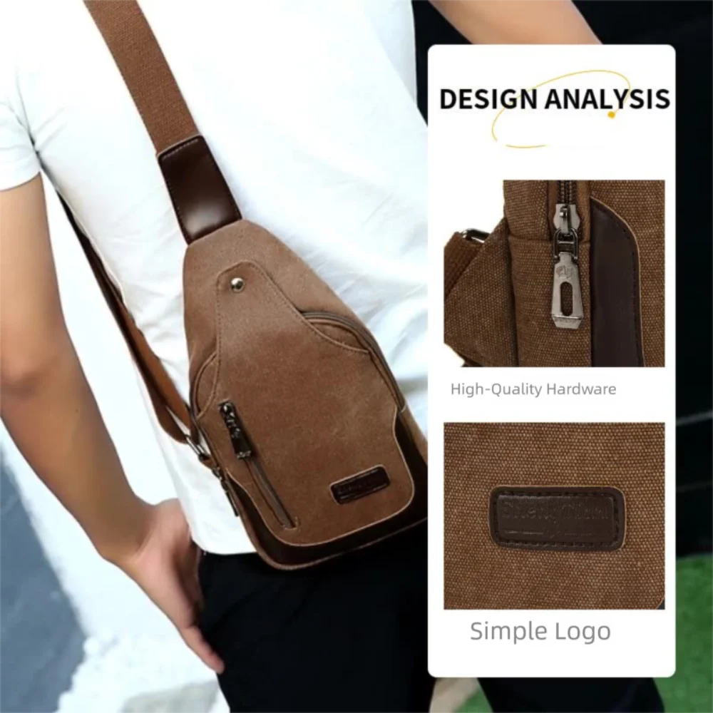 

Fashion Men's New Wear-resistant Oxford Cloth Chest Bags Outdoor Casual Shoulder Bag Solid Color Large Capacity Messenger Packet