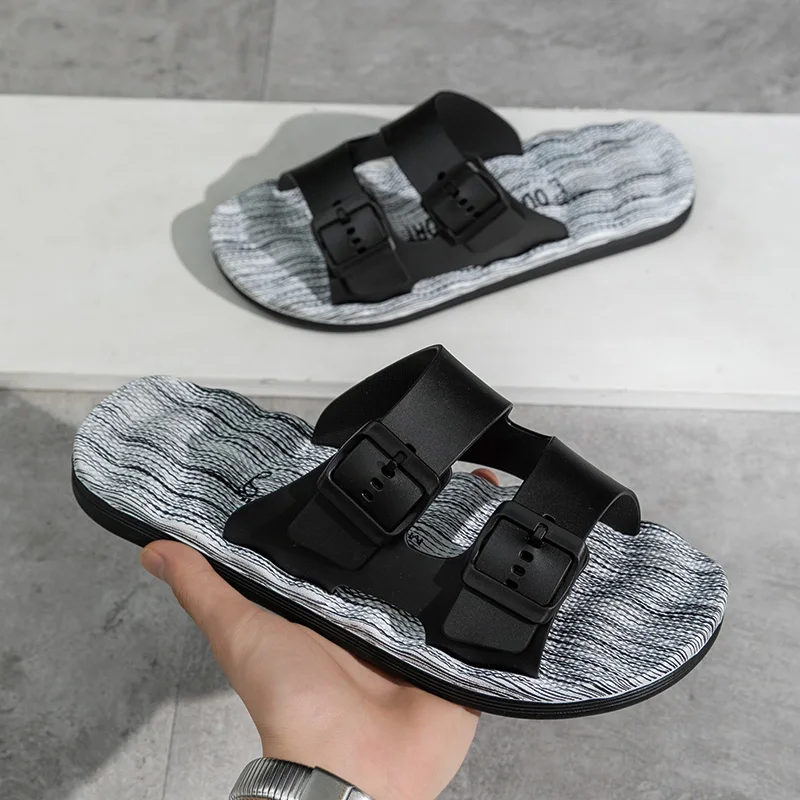 Sandal EVA anti-selip untuk pria, sandal selop rumah dan luar ruangan modis, sepatu tahan air lembut dan nyaman, sandal bersirkulasi untuk pria