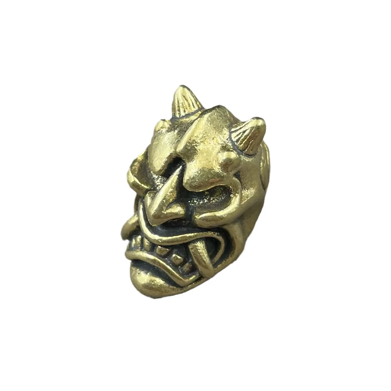 Brass Little Devil Head Sculpture  Knife Pendant Outdoor EDC Umbrella Rope Keychain Pendant DIY Accessories Crafts Lanyard Bead