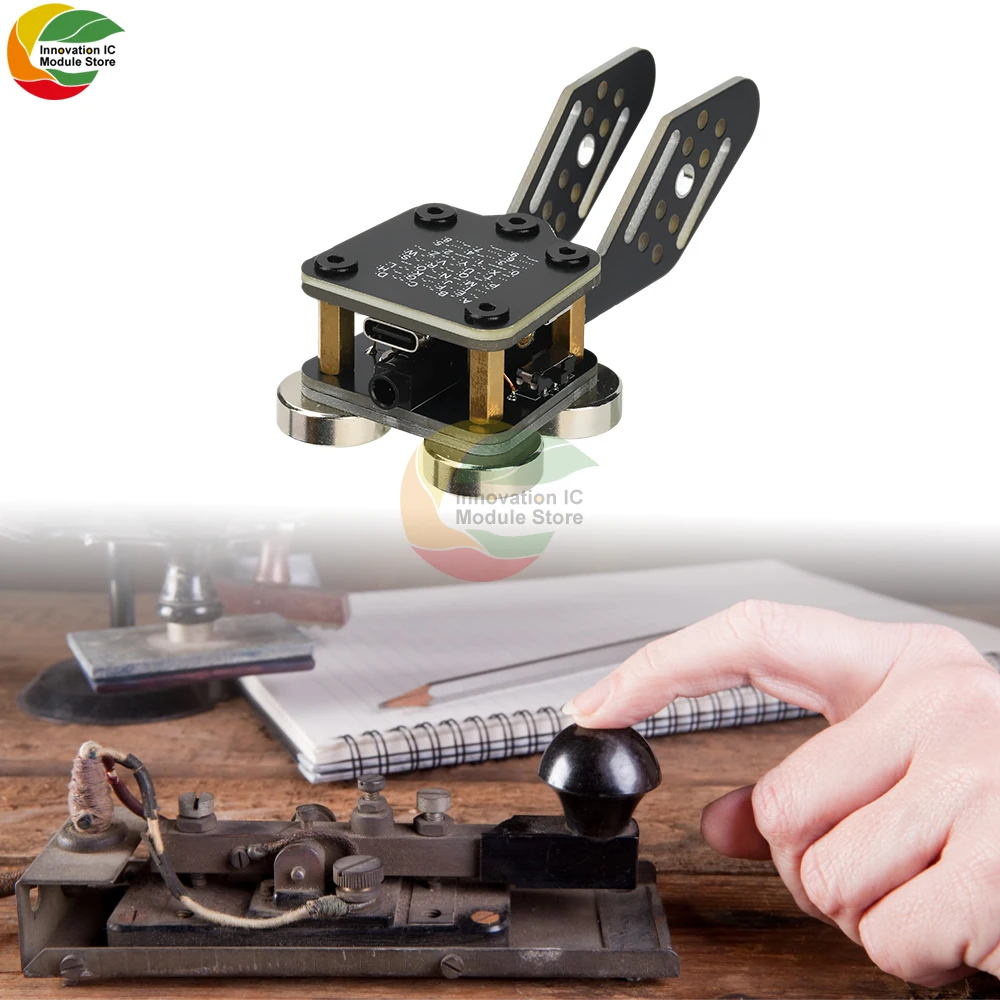 

CW Morse Code Paddle Key Trainer - Dual Lever Automatic Key with Type-C/3.5mm Ports, Mini Magnetic Base for Beginners & Pros
