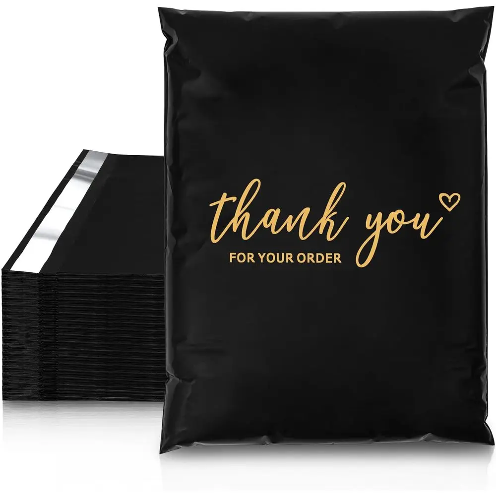 

100 Pack 10x13 Inch Shipping Bags, Ideal for Clothing and Small Business, Strong Adhesive, Waterproof and Tear-Resistant, Black