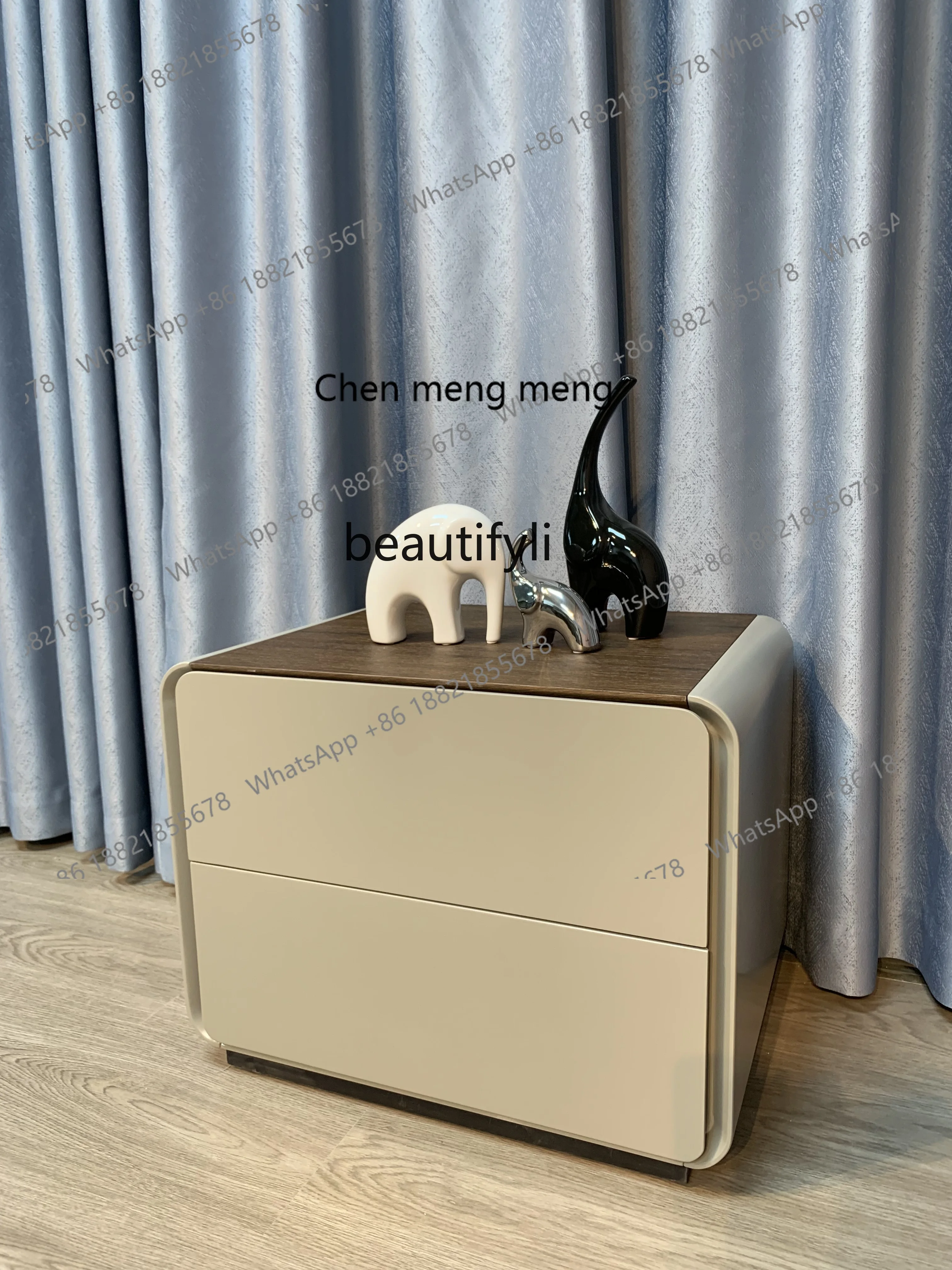Minimalist Paint Small Apartment Storage Bedside Table Light Luxury and Simplicity Bedroom Designer Bedside Storage Cabinet
