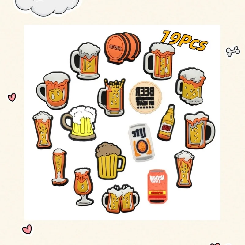

Beer Shoe Charms for PVC Men Badge Women Sandals Buckle Kids Pins Shoes Decoration Jeans X-mas Gift Cartoon shoe accessories