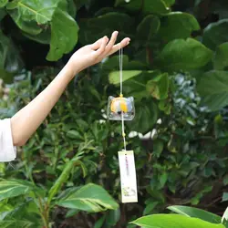 1pcs Transparent Glass Cat Pattern Wind Chime Creative Japanese Cat Pendant Home Garden Hanging Decor DIY Gift