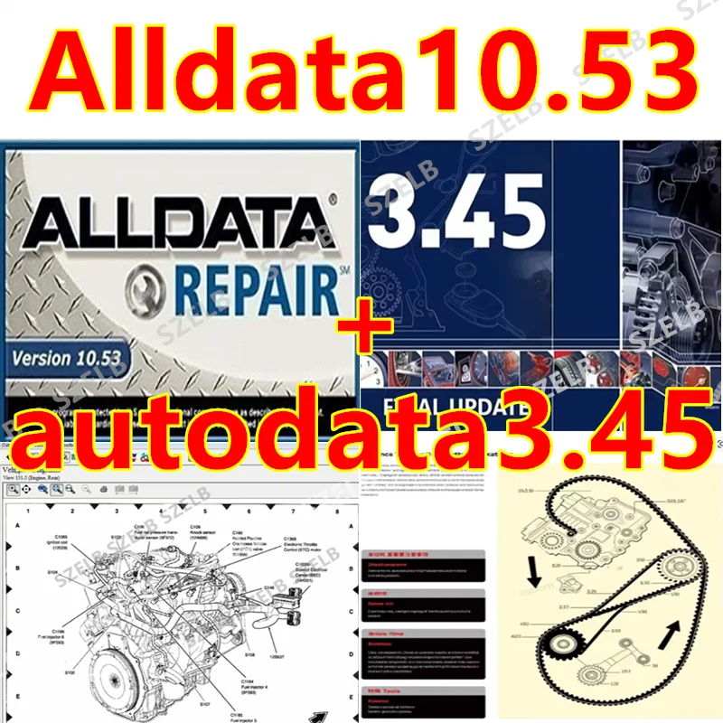 Newest Alldata 10.53 + Autodata 3.45 Auto Repair Software Unlimited Install + Video + Free Installation