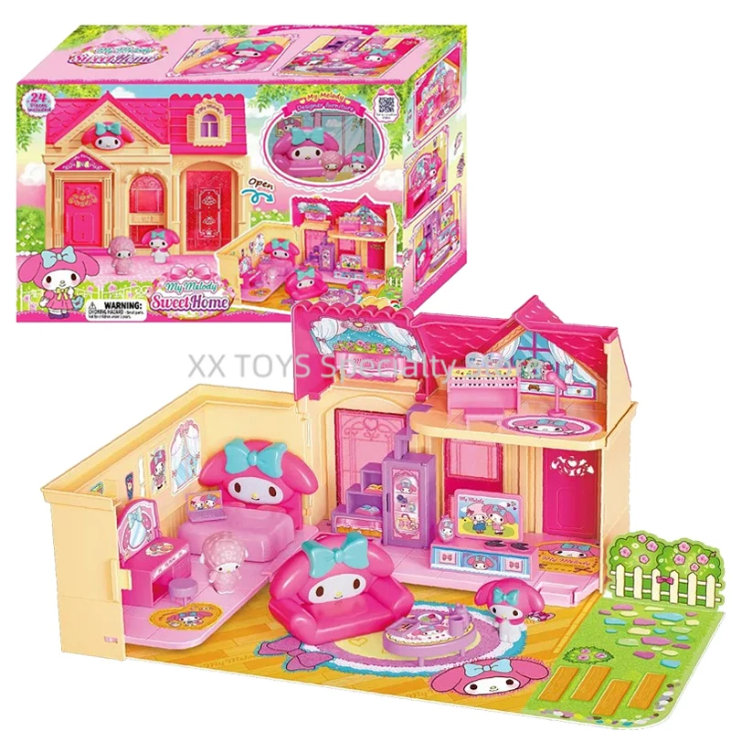 

Sanrio My Melody Sweet Home Playset Sweet Duplex Apartment Simulation House Furniture Accessories Girls Play House Toys Set Gift