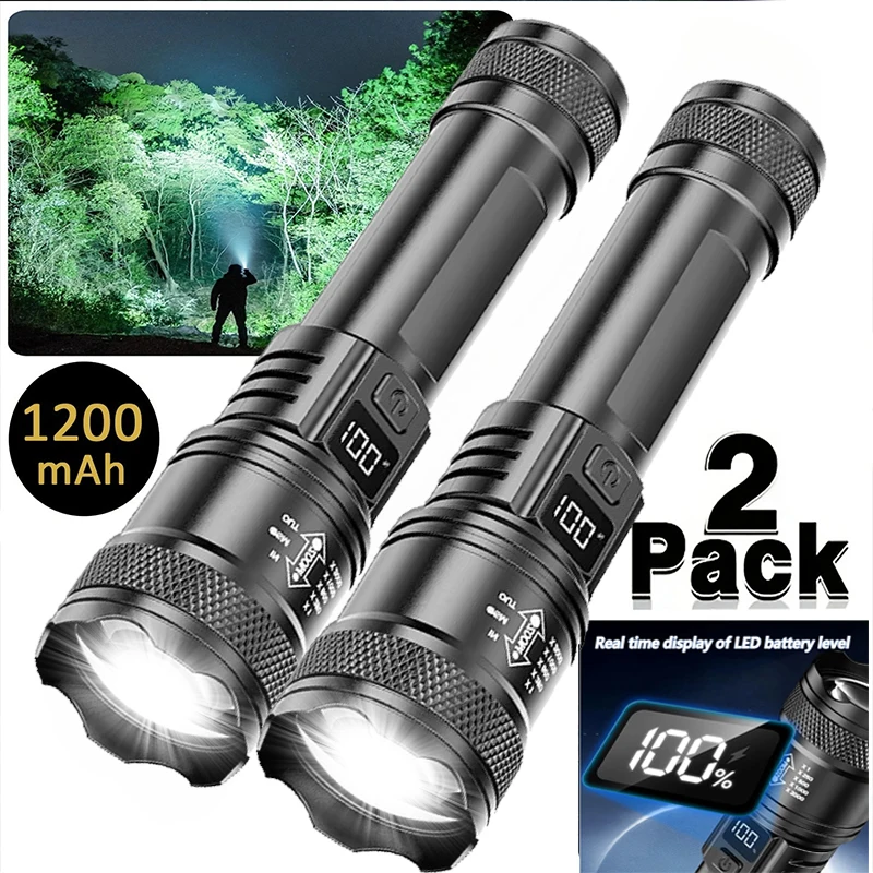 

Ультра яркий светодиодный фонарик 2000LM Type-C перезаряжаемый дальний зум тактический фонарь уличный аварийный фонарь для кемпинга и рыбалки