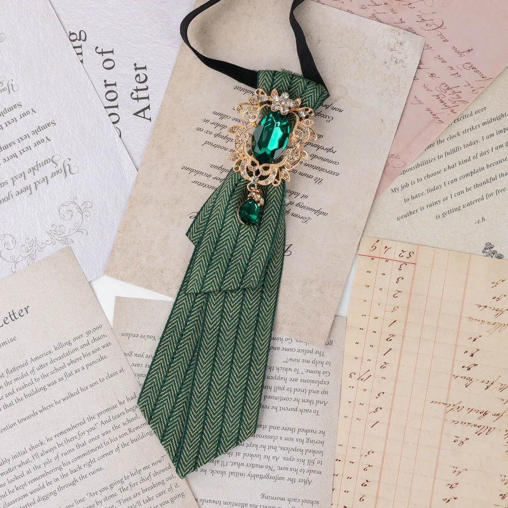 Fabric Bow Tie Rhinestones Shirt Decorative Accessory College Style British Korean Collar Pins Necktie for Women and Men Jewelry - Image 3