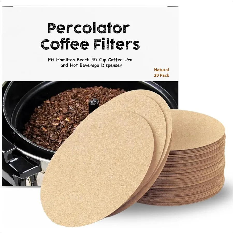

Percolator Coffee Filters 20 Pcs Disc Coffee Paper Filter for 45 Cup Coffee Urn Round Natural Paper Filters for Catering Home