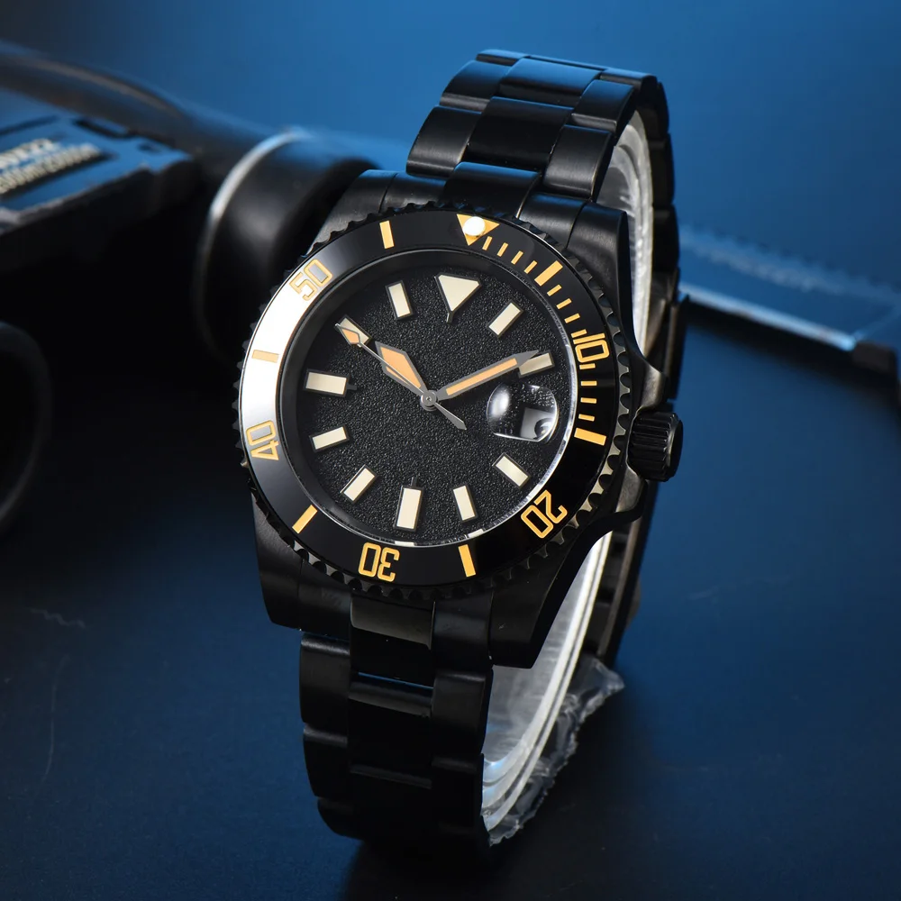 New NH35 Automatic Watch for Men Luxury Dive 40mm Rotating Bezel Gold Luminous Sapphire Crystal Date Waterproof Business Watch