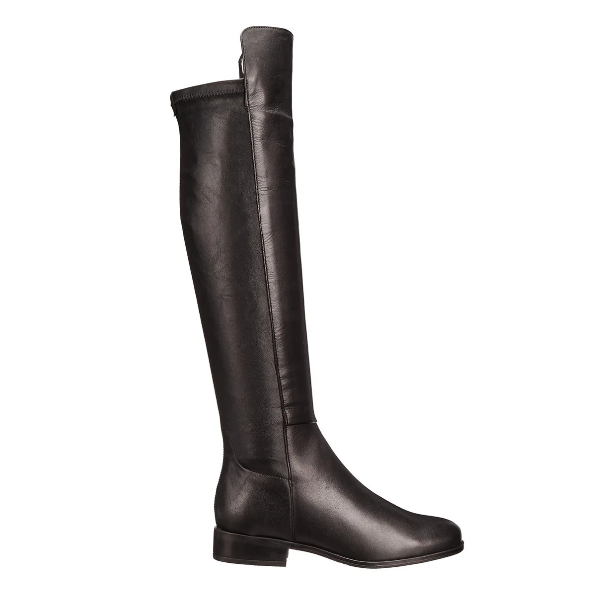 Women's Black  Leather Over the Knee Boots Low Block Heel Knee High Boots Casual Fall Winter Daily Wear Shoes for Ladies