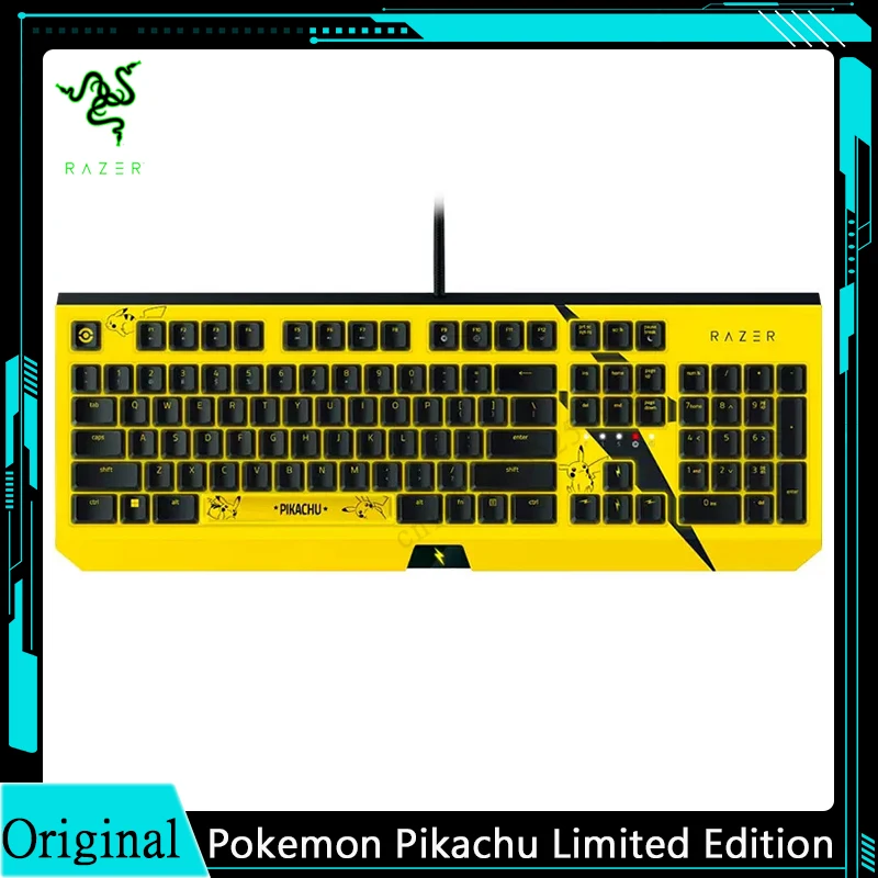 Razer Pokemon Pikachu Limited Edition 104 Key Wired Computer Gaming Mechanical Keyboard (Green Switch) Collection Mode