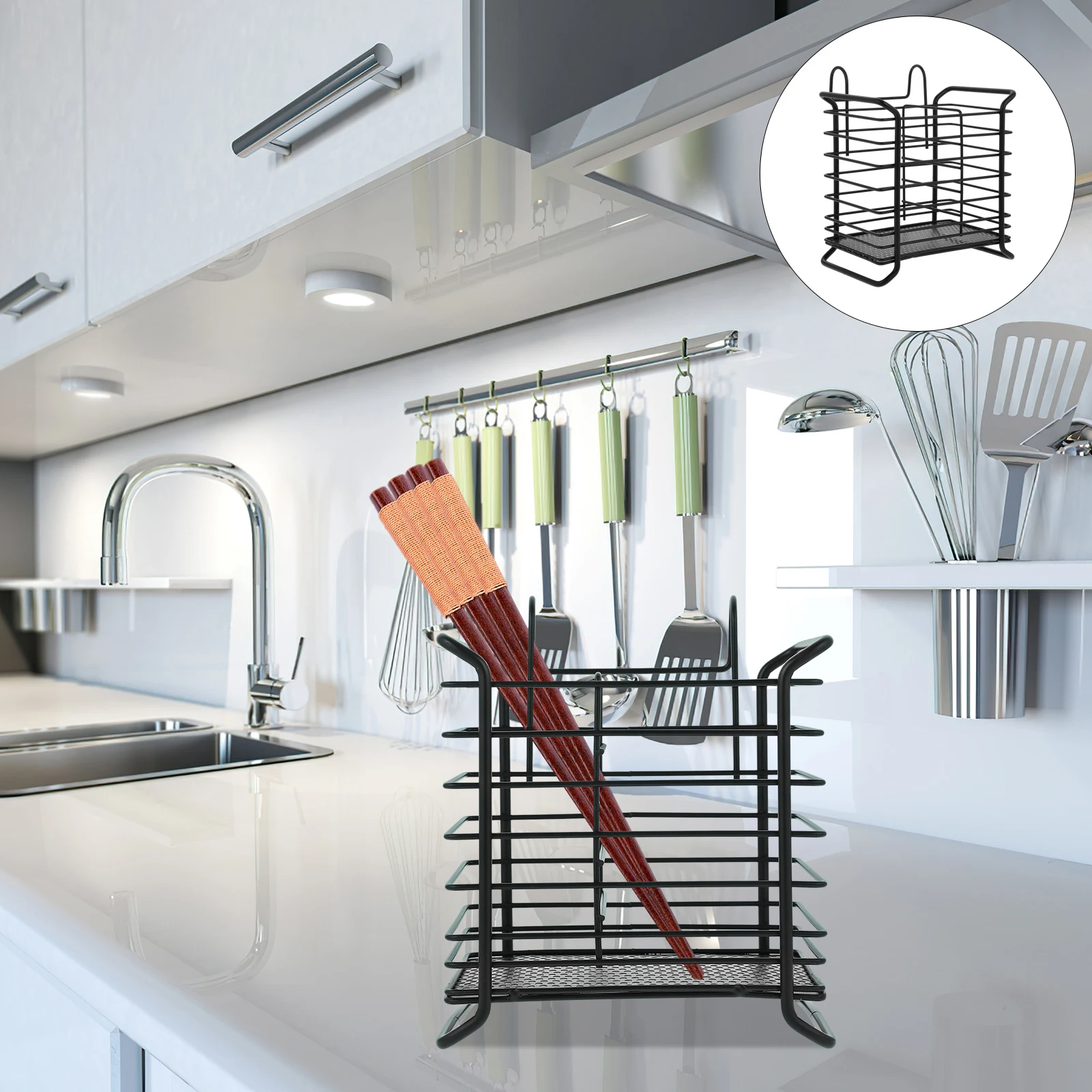 

Wrought Iron Chopstick Drying Rack Silverware Holder Small Cutlery Drainer Utensil ganizer Kitchen Tool Storage