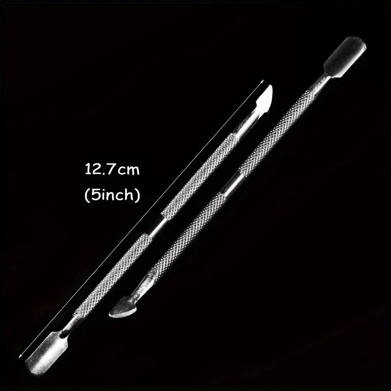 3-10 Stück Edelstahl Nagelkunst-Reinigungswerkzeuge, Nagelhautschieber, Metall-Doppelseitiger Löffel, Entferner-Set, Nagelhautentferner für Maniküre – Detail 2