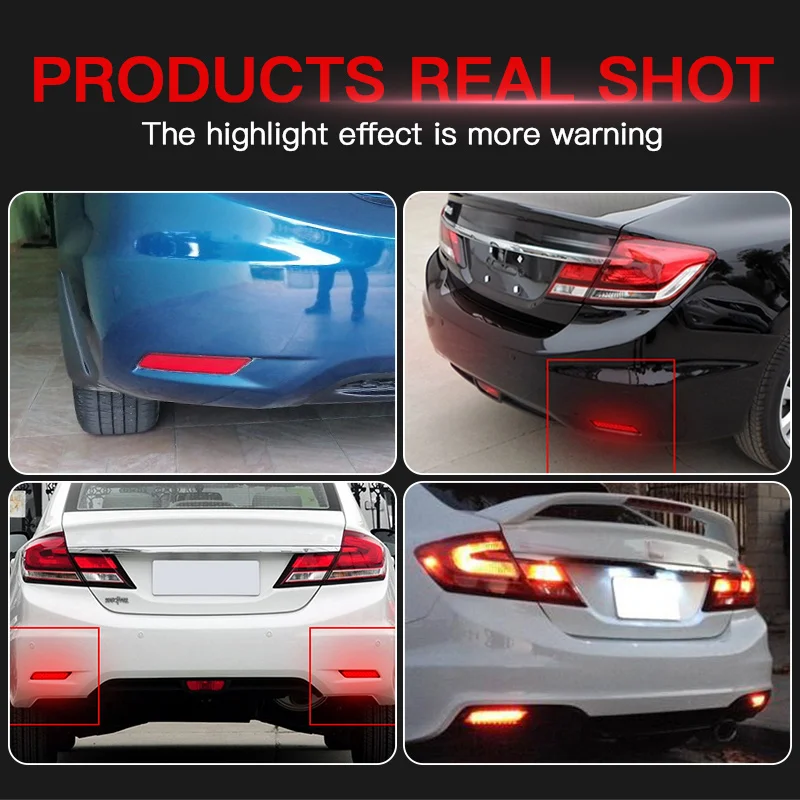 

2 шт. красные светодиодные отражатели бампера для 2013-2015 Honda Civic Sedan/4DR только задние противотуманные фары аксессуары для задних указателей поворота